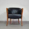 Fauteuils in notenhout en leer in / Italië jaren 80, set van 2