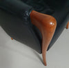 Fauteuils in notenhout en leer in / Italië jaren 80, set van 2