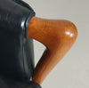 Fauteuils in notenhout en leer in / Italië jaren 80, set van 2