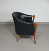 Fauteuils in notenhout en leer in / Italië jaren 80, set van 2