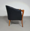 Fauteuils in notenhout en leer in / Italië jaren 80, set van 2