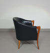 Fauteuils in notenhout en leer in / Italië jaren 80, set van 2