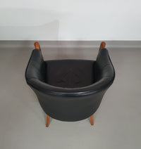 Fauteuils in notenhout en leer in / Italië jaren 80, set van 2