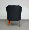 Fauteuils in notenhout en leer in / Italië jaren 80, set van 2