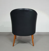 Fauteuils in notenhout en leer in / Italië jaren 80, set van 2