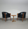 Fauteuils in notenhout en leer in / Italië jaren 80, set van 2