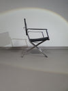 2 leren chromen klapstoelen