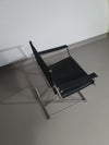 2 leren chromen klapstoelen