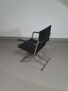2 leren chromen klapstoelen