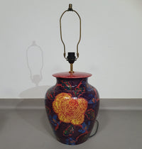 Handgedraaide keramische / geglazuurde vaaslamphouders jaren 70 (waarschijnlijk Frans)
 Hoogte / vaas 40 cm
 Diepte / 32 cm
 Totale hoogte 74 cm