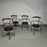 Italiaanse postmoderne / draaibare / smeedijzeren eetkamerstoelen / leren stoelen