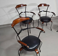 Italiaanse postmoderne / draaibare / smeedijzeren eetkamerstoelen / leren stoelen