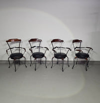 Italiaanse postmoderne / draaibare / smeedijzeren eetkamerstoelen / leren stoelen