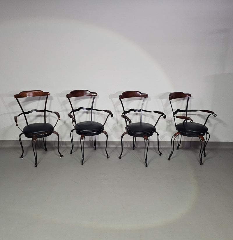 Italiaanse postmoderne / draaibare / smeedijzeren eetkamerstoelen / leren stoelen