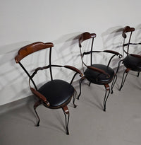 Italiaanse postmoderne / draaibare / smeedijzeren eetkamerstoelen / leren stoelen