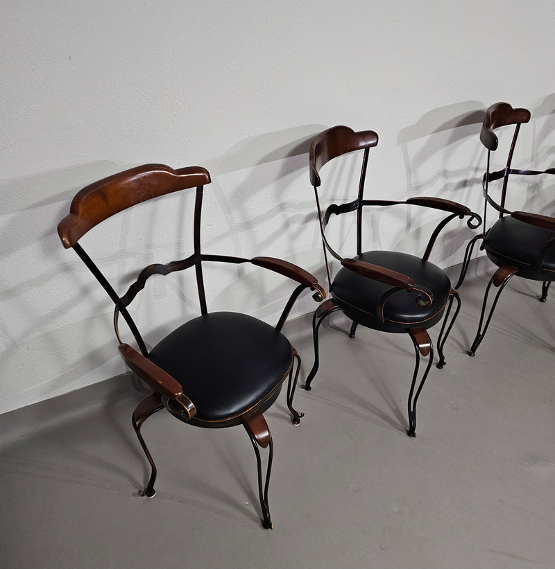 Italiaanse postmoderne / draaibare / smeedijzeren eetkamerstoelen / leren stoelen