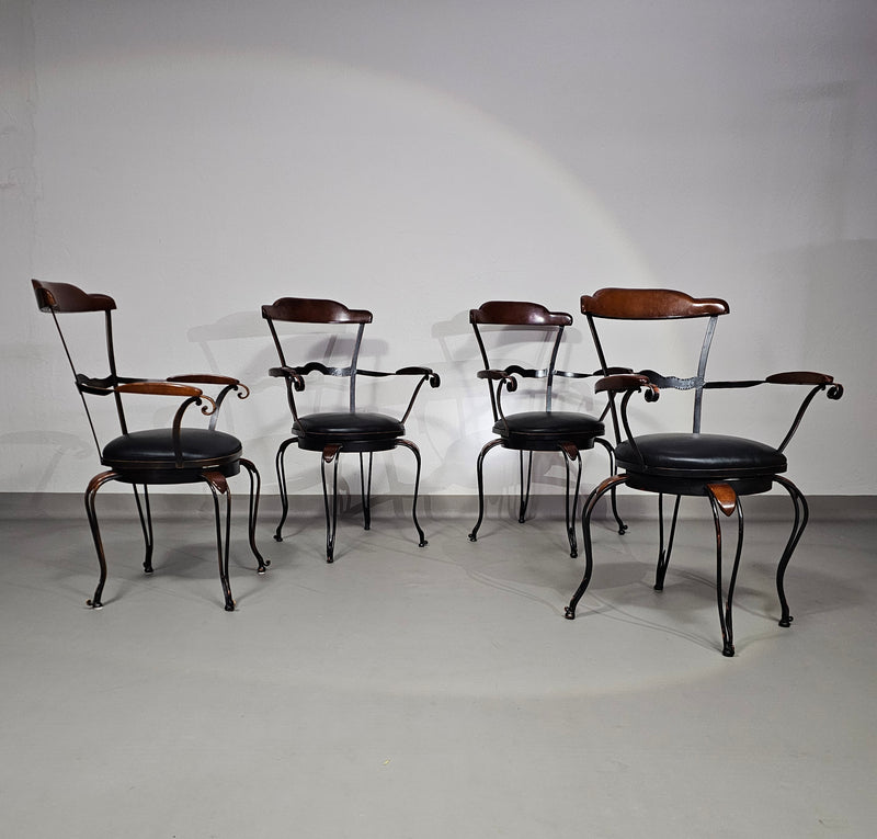 Italiaanse postmoderne / draaibare / smeedijzeren eetkamerstoelen / leren stoelen