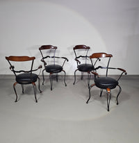 Italiaanse postmoderne / draaibare / smeedijzeren eetkamerstoelen / leren stoelen