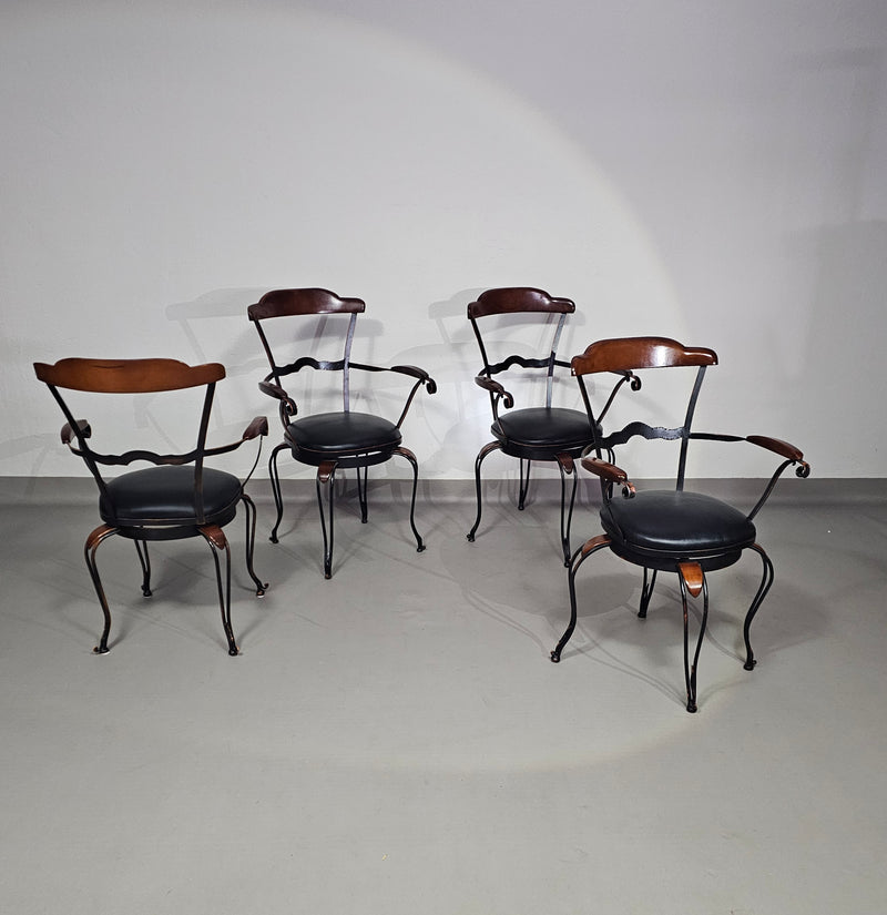 Italiaanse postmoderne / draaibare / smeedijzeren eetkamerstoelen / leren stoelen