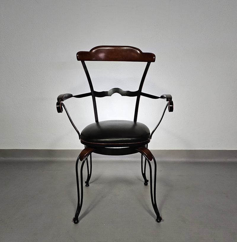 Italiaanse postmoderne / draaibare / smeedijzeren eetkamerstoelen / leren stoelen