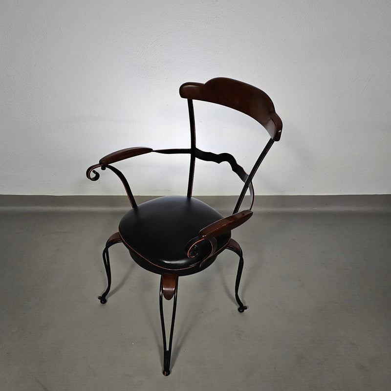 Italiaanse postmoderne / draaibare / smeedijzeren eetkamerstoelen / leren stoelen