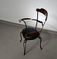 Italiaanse postmoderne / draaibare / smeedijzeren eetkamerstoelen / leren stoelen