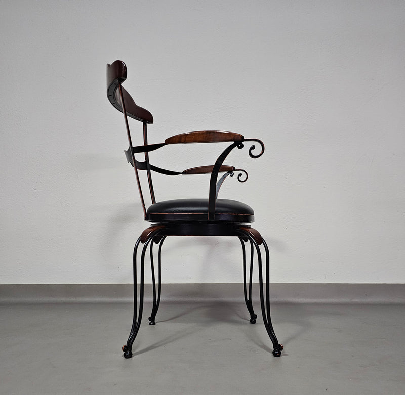 Italiaanse postmoderne / draaibare / smeedijzeren eetkamerstoelen / leren stoelen