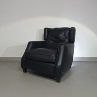 AMADEUS NATUZZI LOUNGE CHAIR / zwart leer