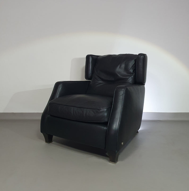 AMADEUS NATUZZI LOUNGE CHAIR / zwart leer