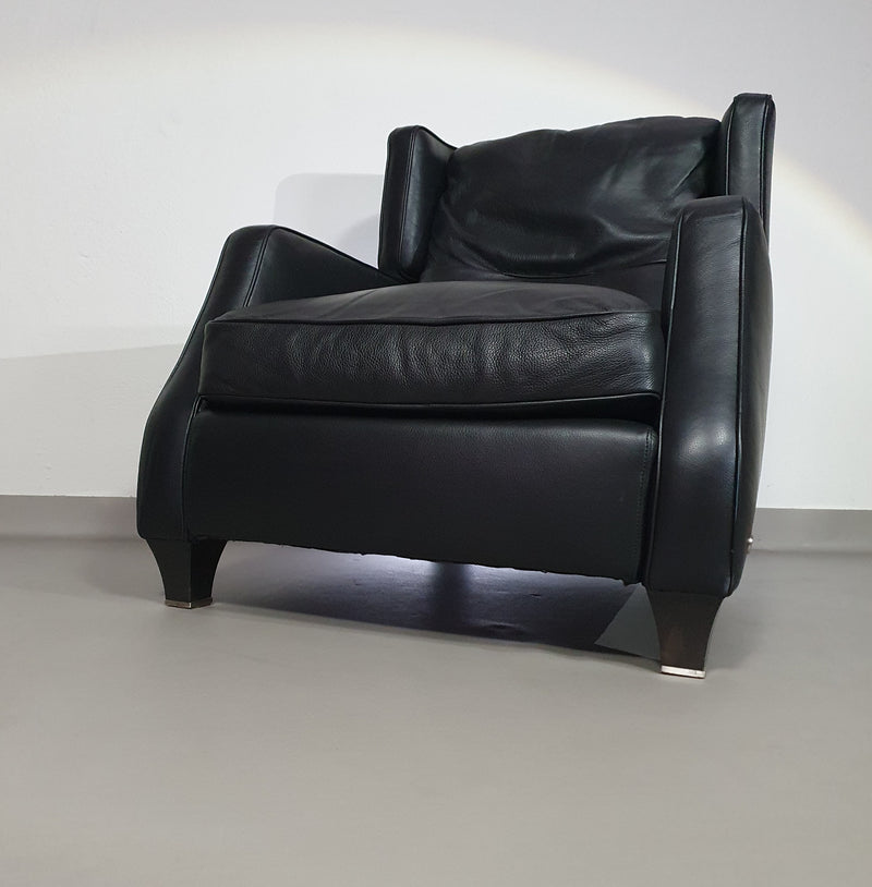 AMADEUS NATUZZI LOUNGE CHAIR / zwart leer