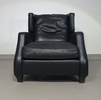 AMADEUS NATUZZI LOUNGE CHAIR / zwart leer