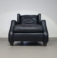 AMADEUS NATUZZI LOUNGE CHAIR / zwart leer