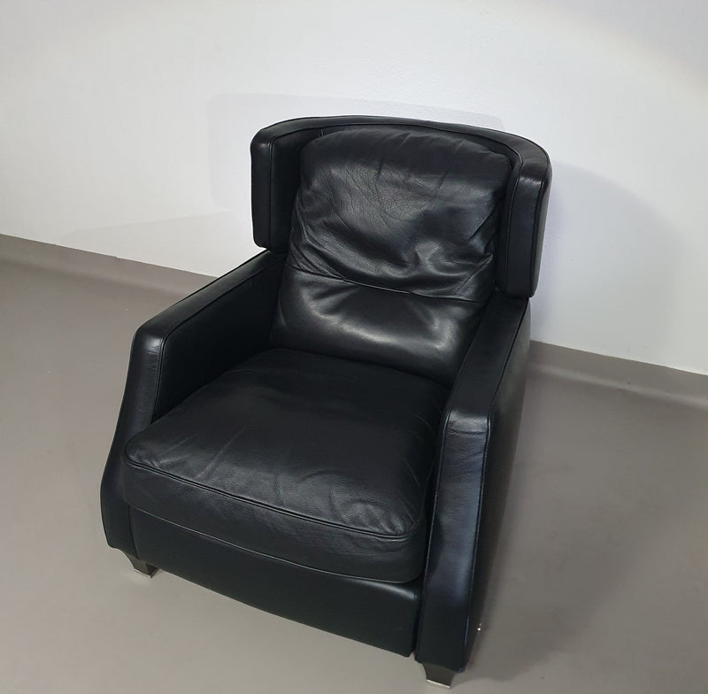 AMADEUS NATUZZI LOUNGE CHAIR / zwart leer