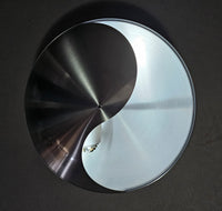 vintage design inox wandlamp van Raak Amsterdam (type C1636). Ook wel Yin-Yang lamp genoemd