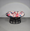 Papasan rotan lounge stoel jaren 70
 Breedte 120
 Hoogte 70 cm