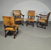 Bijpassende set / Kasteelstoelen / Neo Barok / schapenleer / jaren 1900