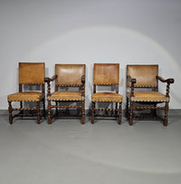 Bijpassende set / Kasteelstoelen / Neo Barok / schapenleer / jaren 1900