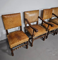Bijpassende set / Kasteelstoelen / Neo Barok / schapenleer / jaren 1900