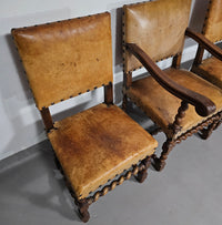 Bijpassende set / Kasteelstoelen / Neo Barok / schapenleer / jaren 1900