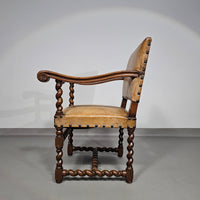 Bijpassende set / Kasteelstoelen / Neo Barok / schapenleer / jaren 1900