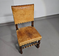 Bijpassende set / Kasteelstoelen / Neo Barok / schapenleer / jaren 1900