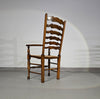Set van 4 eikenhouten, rustieke, landelijke eetkamerstoelen met ladderrug en biezen zittingen uit de jaren 60