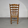 Set van 4 eikenhouten, rustieke, landelijke eetkamerstoelen met ladderrug en biezen zittingen uit de jaren 60