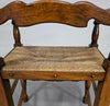 Set van 4 eikenhouten, rustieke, landelijke eetkamerstoelen met ladderrug en biezen zittingen uit de jaren 60