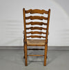 Set van 4 eikenhouten, rustieke, landelijke eetkamerstoelen met ladderrug en biezen zittingen uit de jaren 60