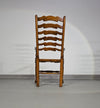 Set van 4 eikenhouten, rustieke, landelijke eetkamerstoelen met ladderrug en biezen zittingen uit de jaren 60