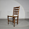Set van 4 eikenhouten, rustieke, landelijke eetkamerstoelen met ladderrug en biezen zittingen uit de jaren 60