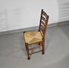 Set van 4 eikenhouten, rustieke, landelijke eetkamerstoelen met ladderrug en biezen zittingen uit de jaren 60