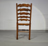 Set van 4 eikenhouten, rustieke, landelijke eetkamerstoelen met ladderrug en biezen zittingen uit de jaren 60