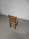 Set van 4 eikenhouten, rustieke, landelijke eetkamerstoelen met ladderrug en biezen zittingen uit de jaren 60